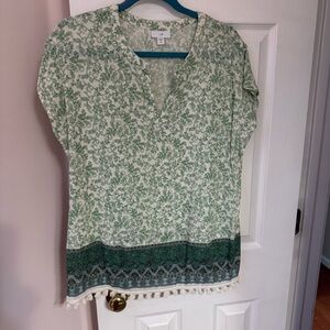 Jjill small petite Fringe hem blouse, like new